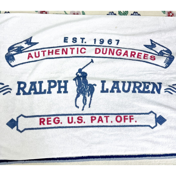 Ralph Lauren Other - Vintage Polo Ralph Lauren Beach Bath Towel Big Pony Horse Logo 70X33 Red Blue